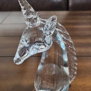 Hallmark Crowning Touch Collection Crystal Glass Unicorn Head Paperweight